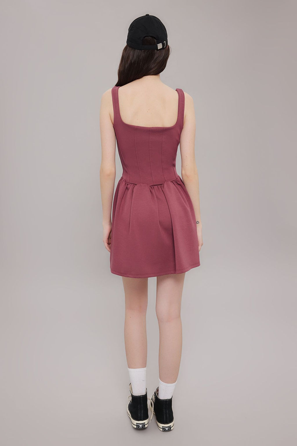 TRENDYOLMILLA Gul Kurusu Kare Yaka Balon Skater/Belden Ac?klan Balon Etekli Mini Orme Elbise TWOSS25EL00371  фото 4