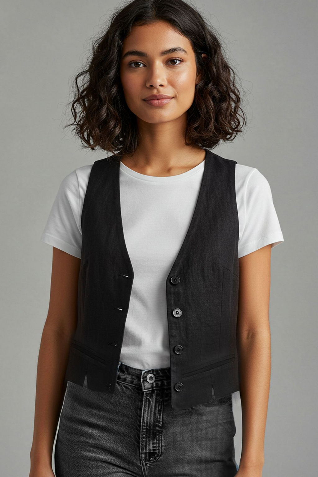 TRENDYOLMILLA Ac?k Haki Fitted Keten Gorunumlu V Yaka Crop Dokuma Yelek TWOSS25YE00028  фото 21