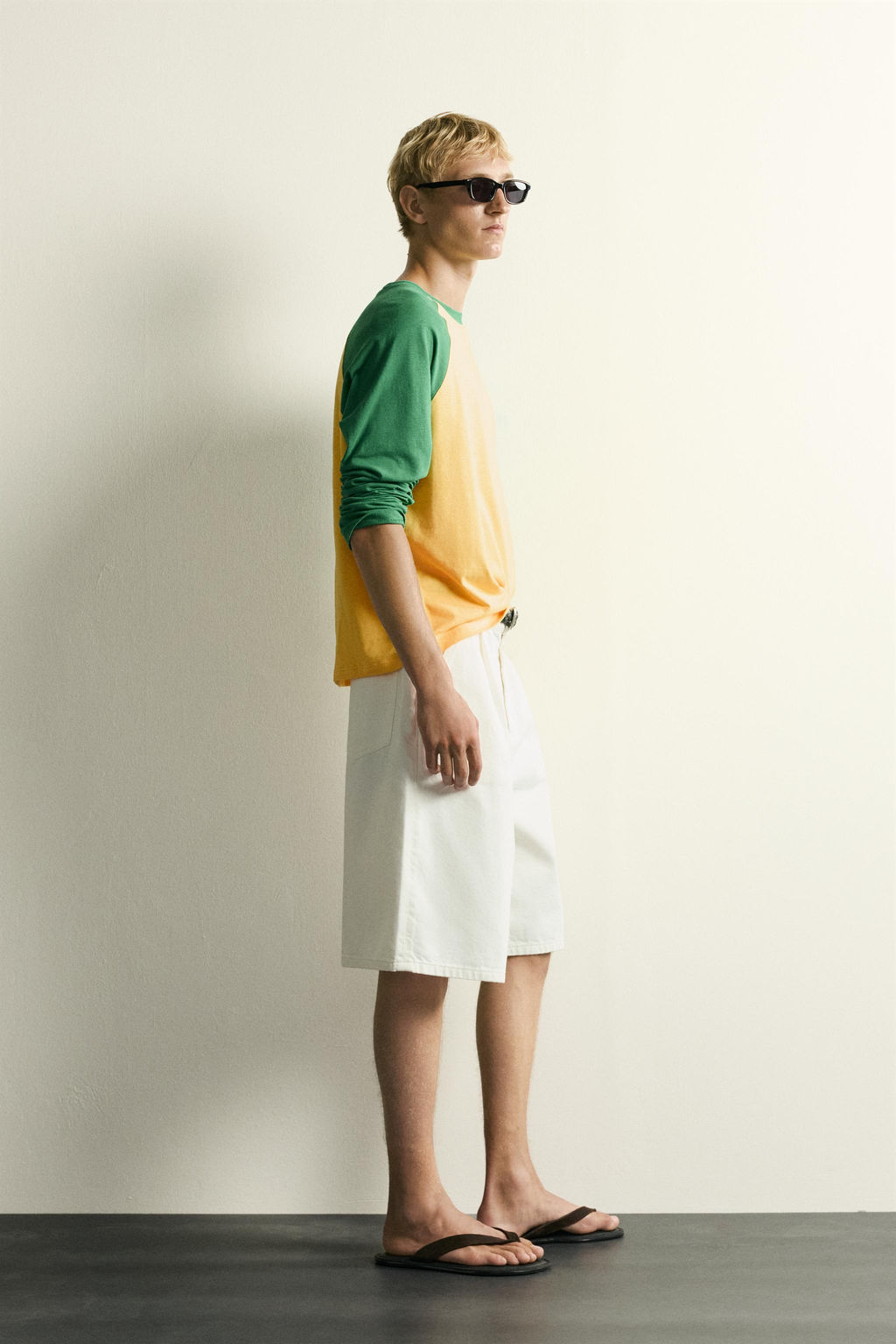 CAMISETA COLOR BLOCK ALGOD?N - LINO / Verde - Zara фото 4
