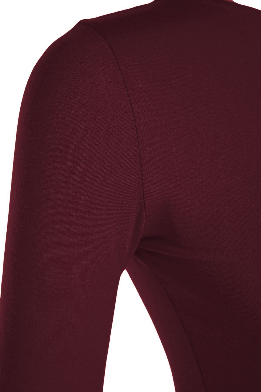 Koyu Bordo Pamuklu S?rt Dekolteli Fitted/Vucuda Oturan Esnek Orme Bluz TWOAW24BZ00160