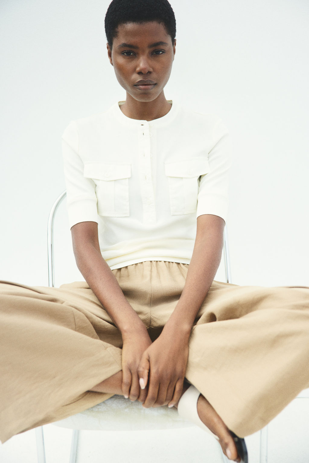 Pantal?n tobillero en mezcla de lino - H&m фото 4