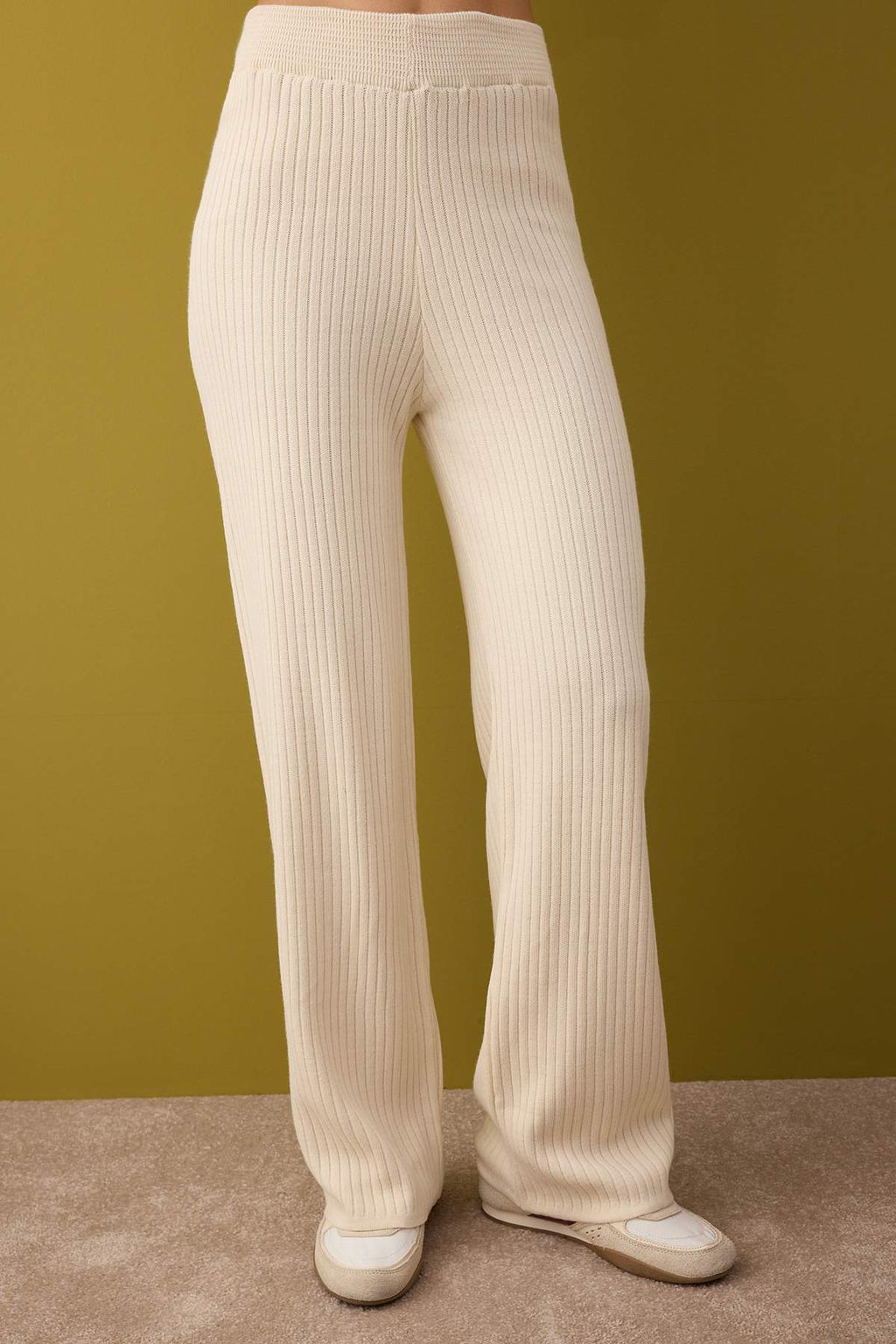 Ekru Basic Fermuarl? Kazak-Pantolon Triko Alt - Ust Tak?m TWOAW26AU00020 - Trendyolmilla фото 3