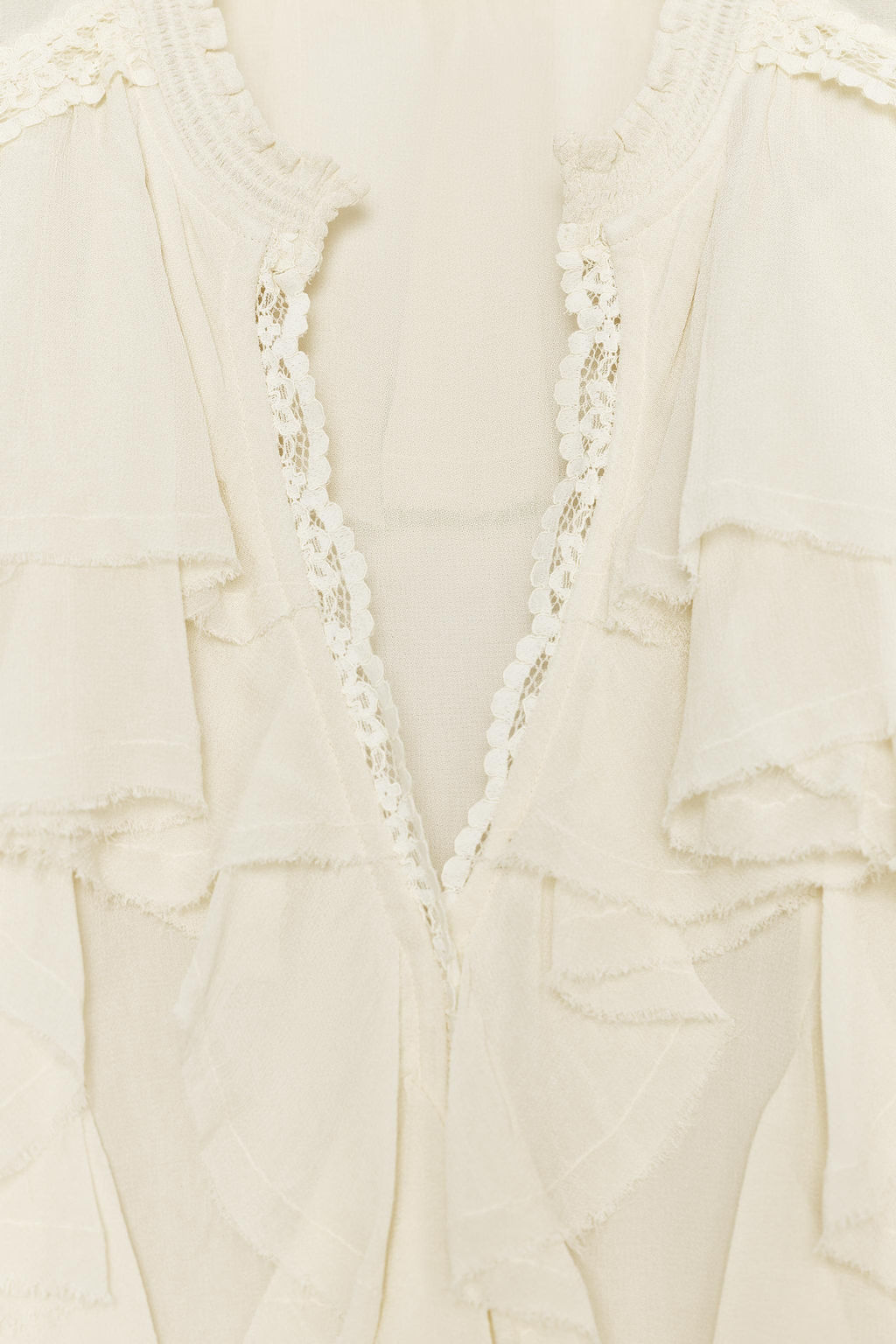 ZW COLLECTION LACE RUFFLE BLOUSE - Zara фото 18