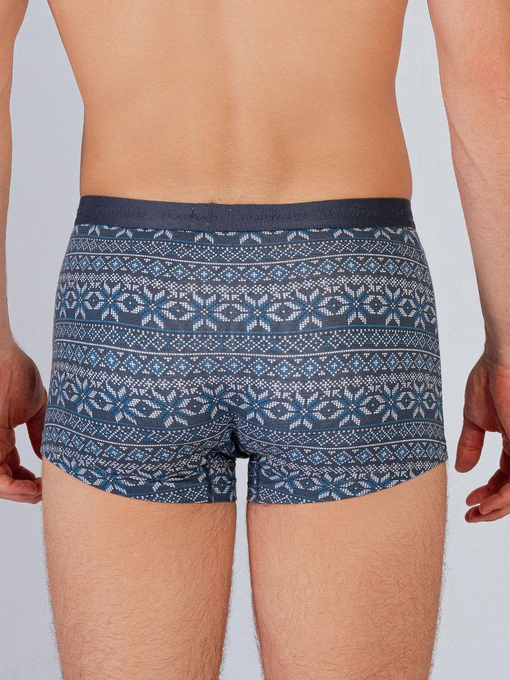 Трусы боксеры с принтом синие из хлопка (Арт. 4037MUF) - Indefini фото 5