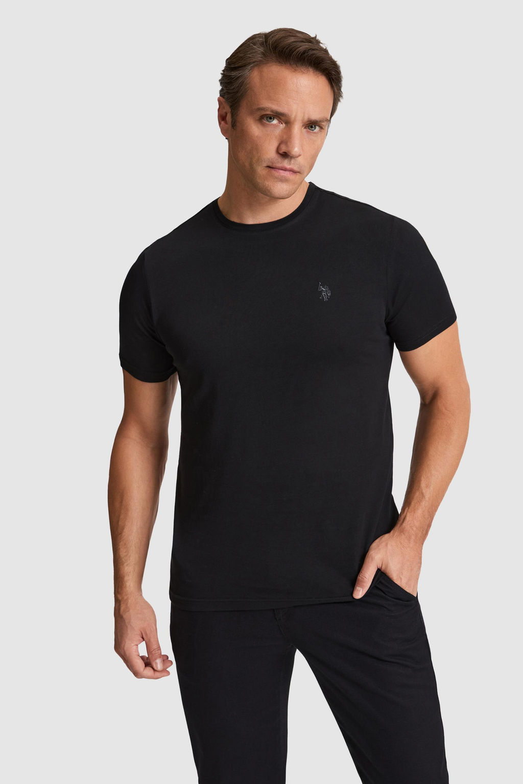 Erkek Siyah Regular Fit Bisiklet YakaTi__rt