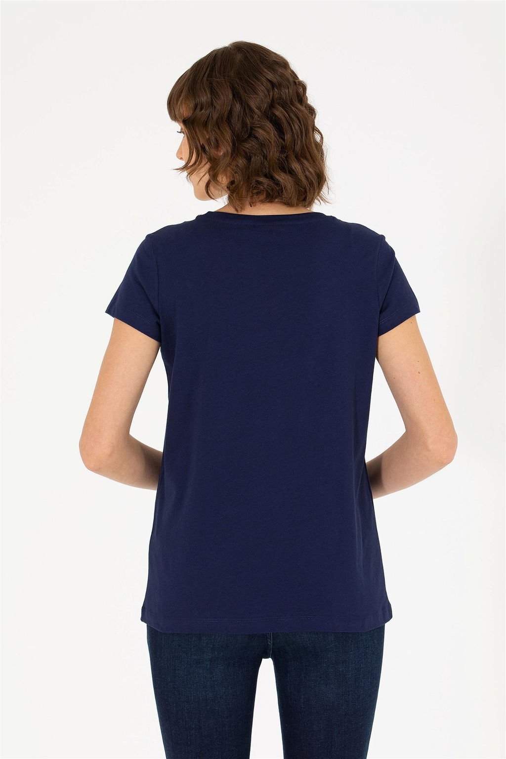 U. S. Polo Assn Женская базовая футболка темно-синего цвета с круглым вырезом - U.s. polo assn фото 12