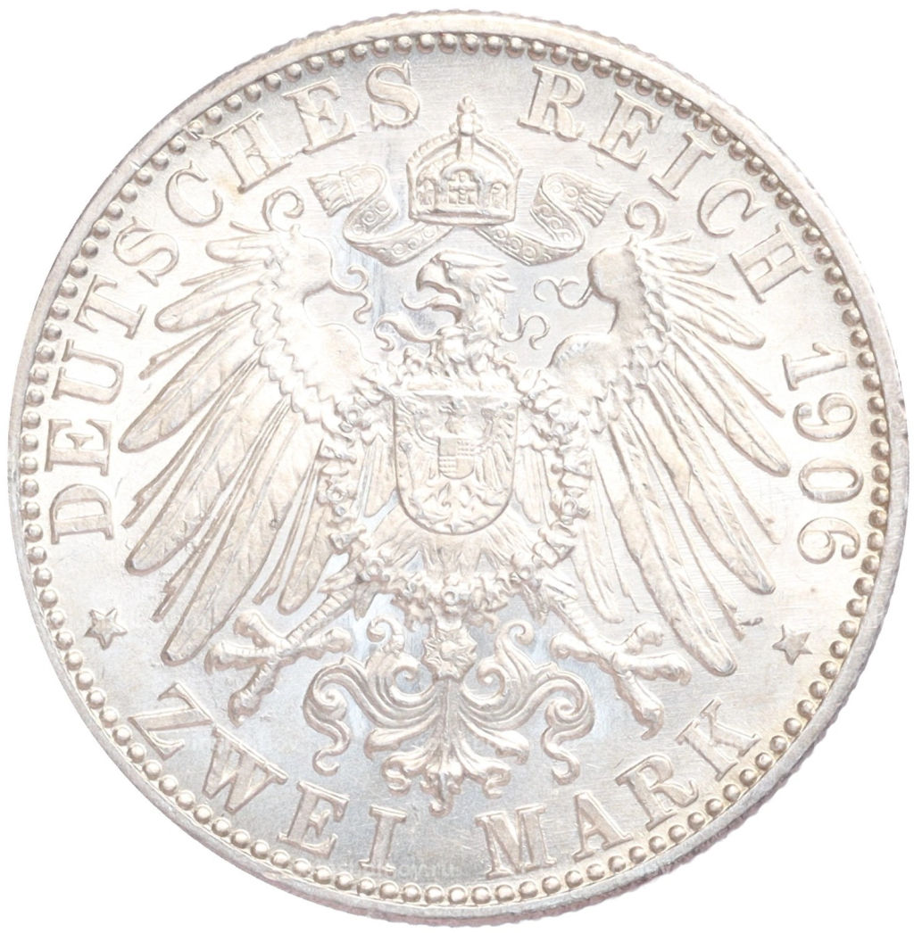 Монета 2 марки 1906 года Германия (Баден) 50 лет свадьбе Фридриха I и Луизы Прусской