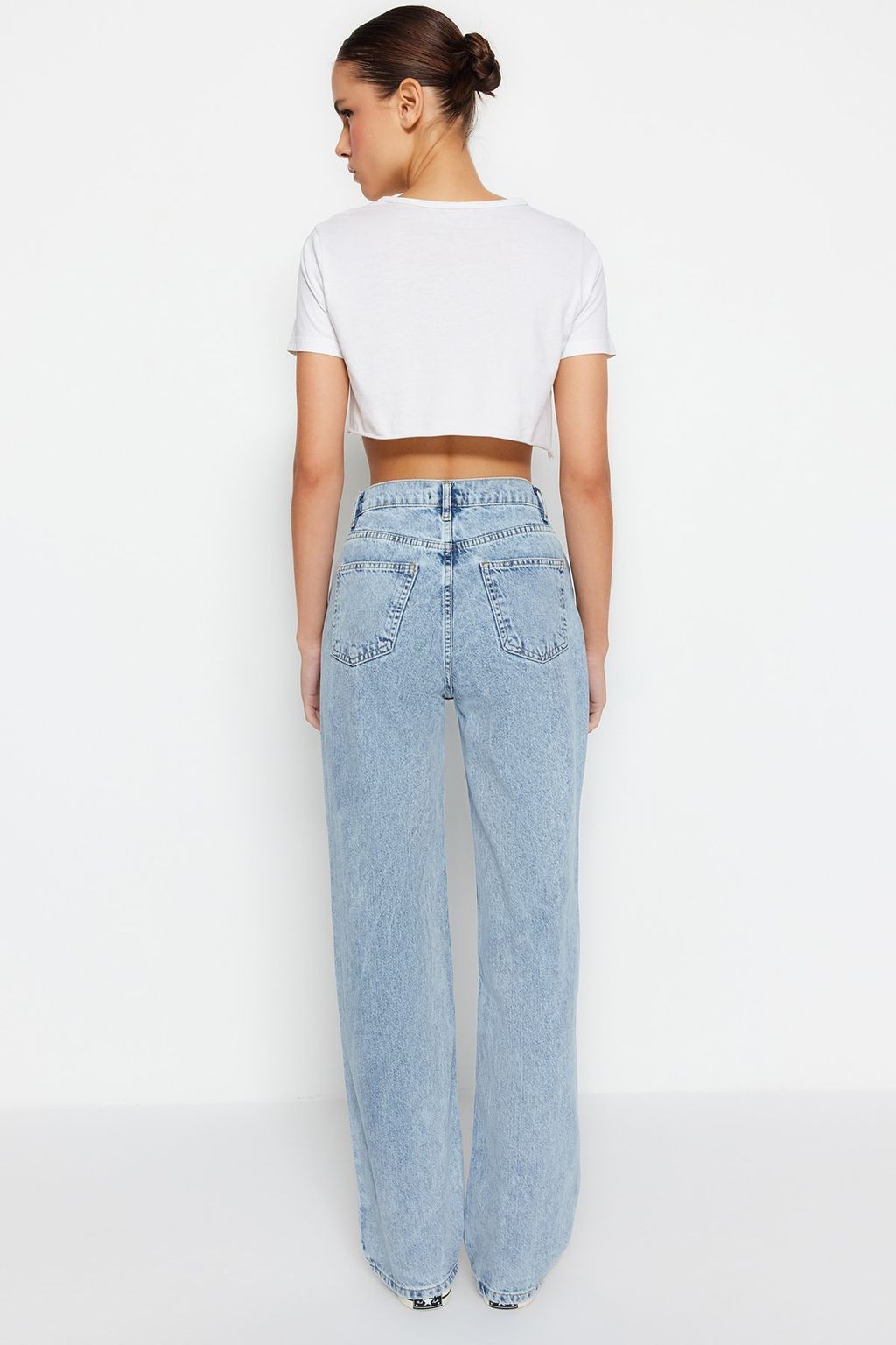 Siyah Yuksek Bel Wide Leg Jeans TWOSS21JE0385 - Trendyolmilla фото 23