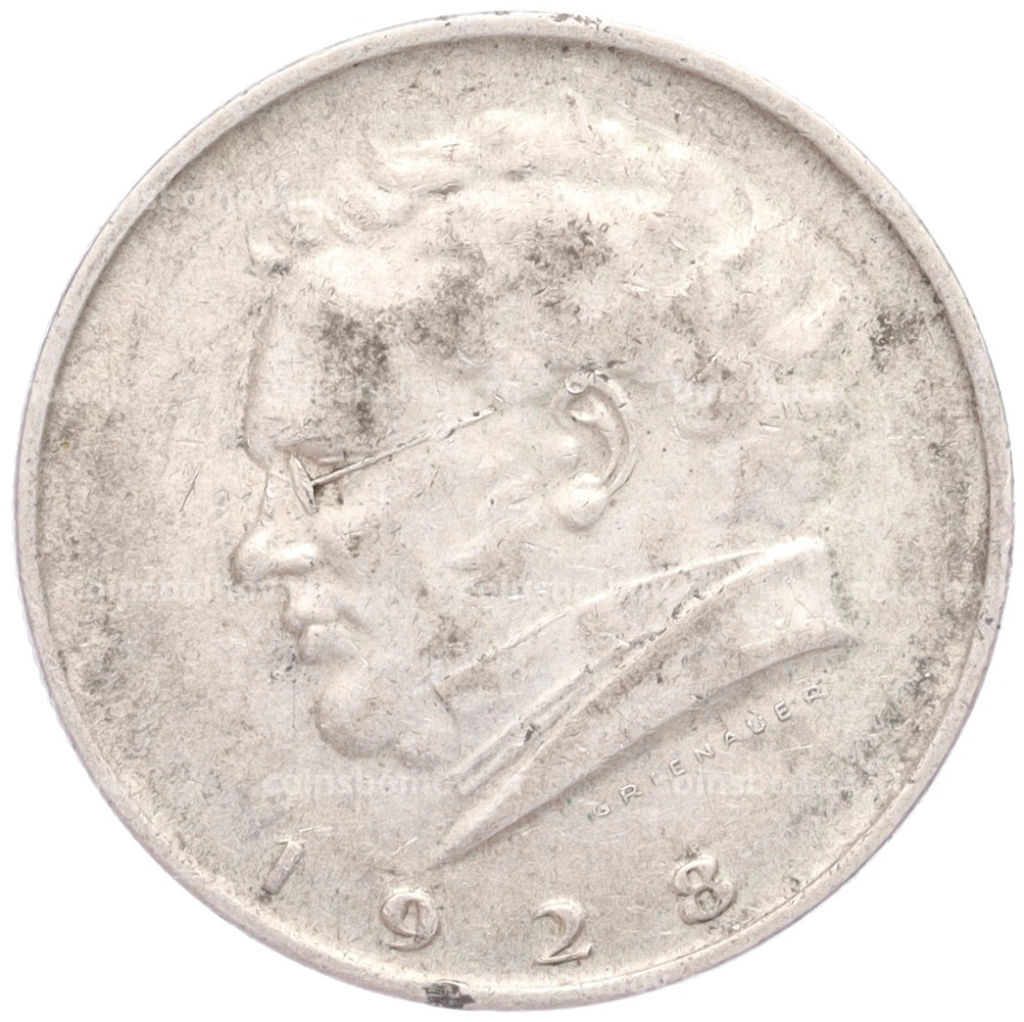 2 шиллинга 1928 года Австрия 100 лет со дня смерти Франца Шуберта