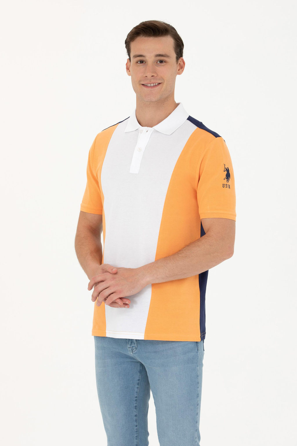 U. S. Polo Assn Мужская оранжевая футболка с воротником-поло - U.s. polo assn фото 15
