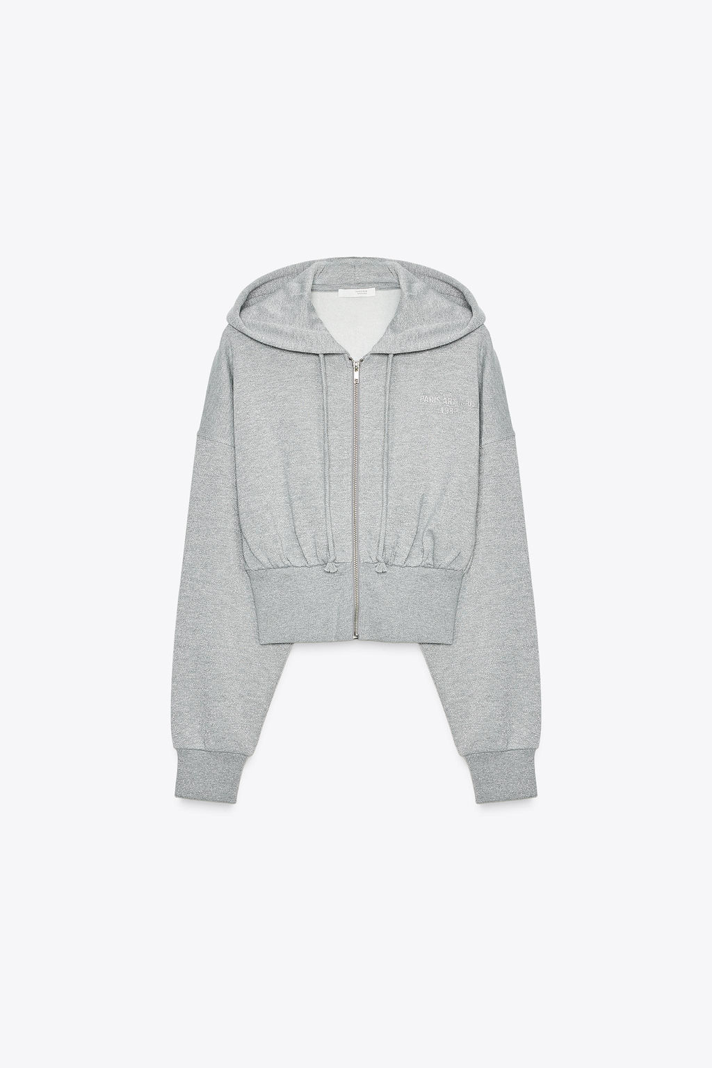 METALLIC THREAD CROP HOODIE - Zara фото 6