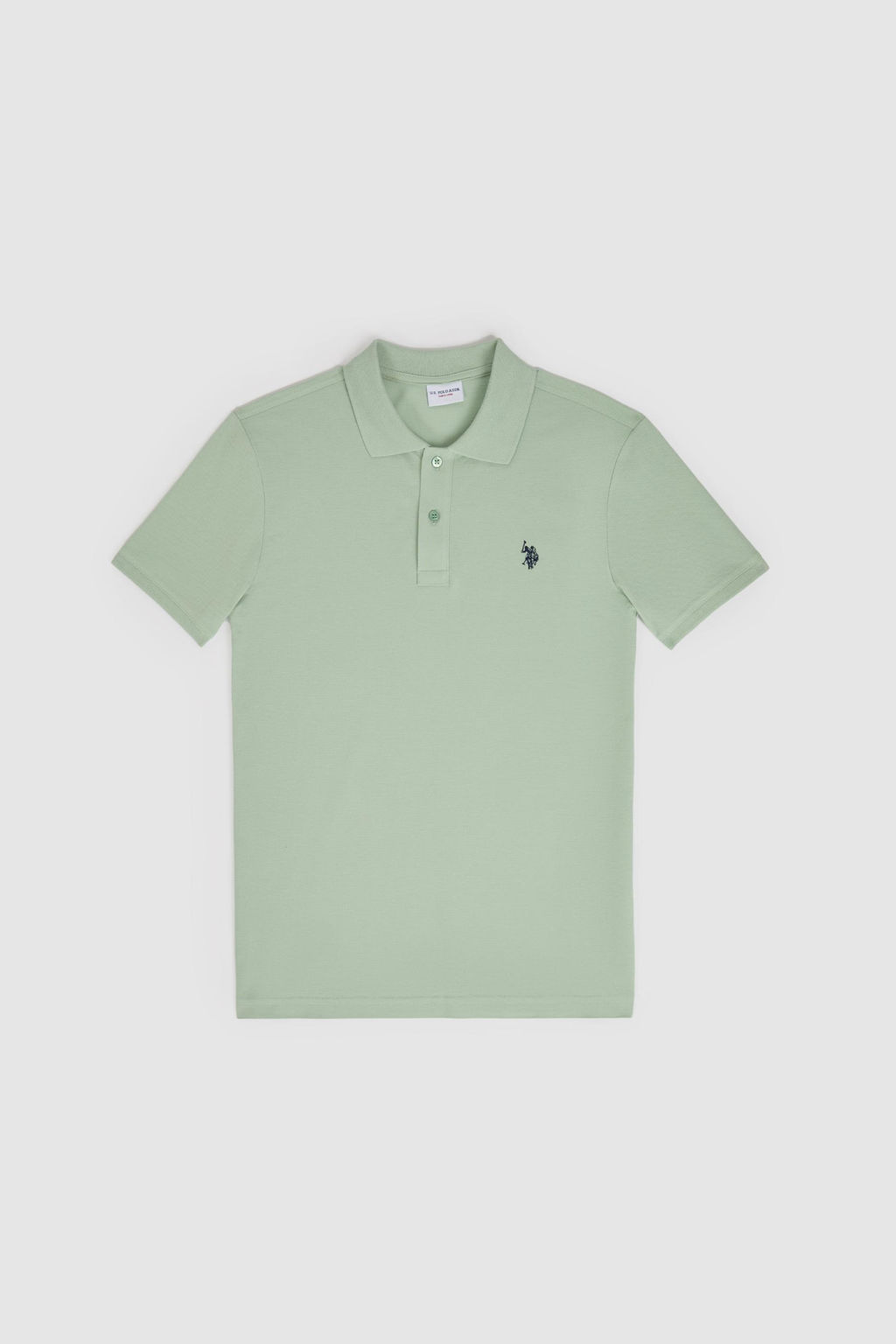 Erkek Slim Fit Polo Yaka Su Ye_ili Basic Ti__rt