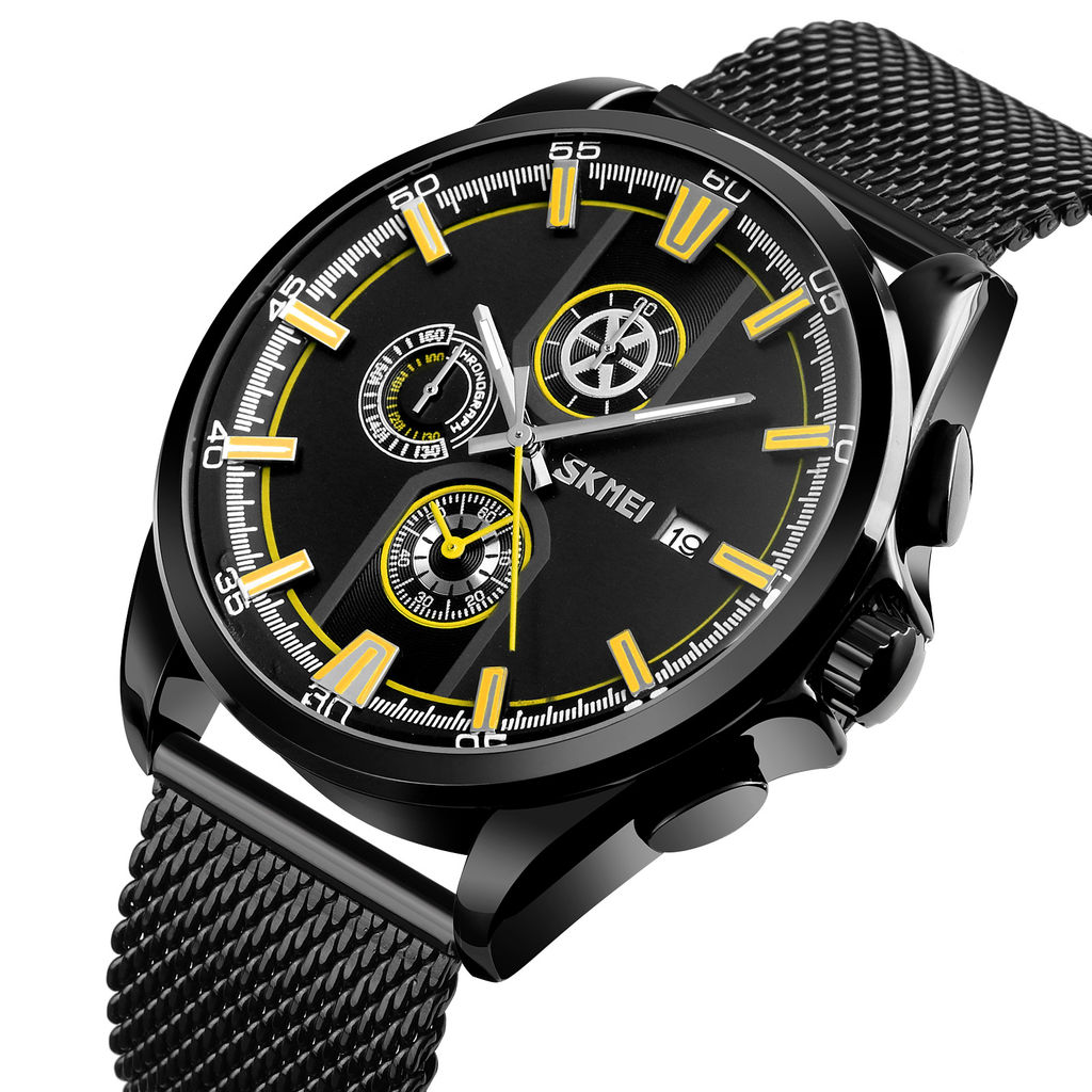 Часы наручные Skmei мужские кварцевые 9181yellow-steel