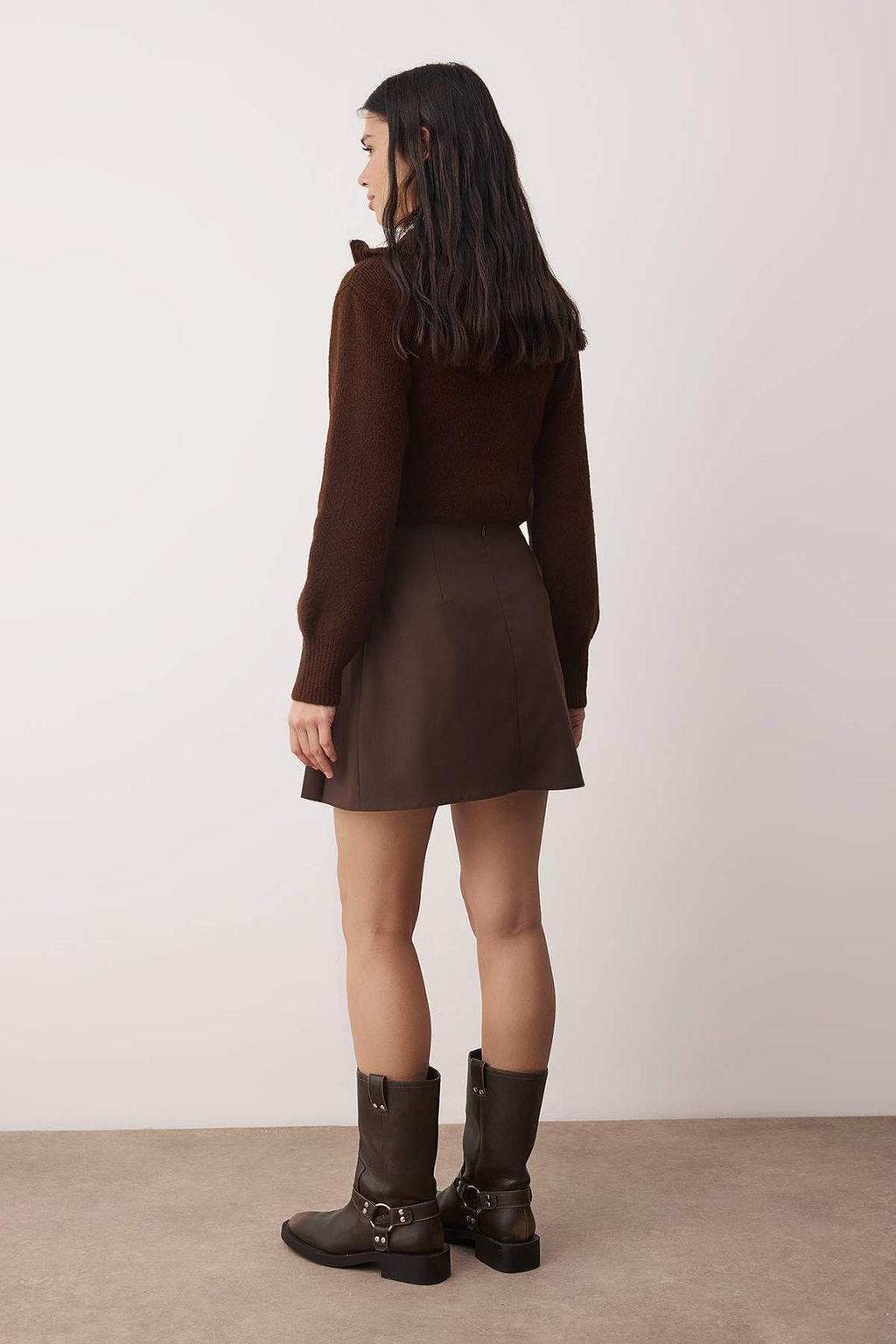 Trendyolmilla Koyu Antrasit Plise ve Kurdele Detayl? Mini Boy Dokuma Etek TEDAW25ET00012  фото 13