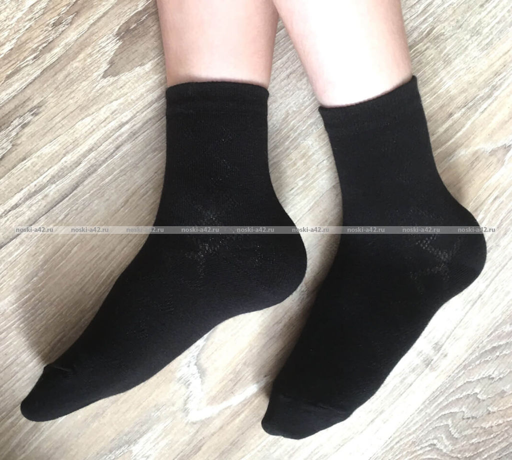 Цена за 10 пар. ЮстаТекс носки подростковые 1с8 (3с35) хлопок с лайкрой черные