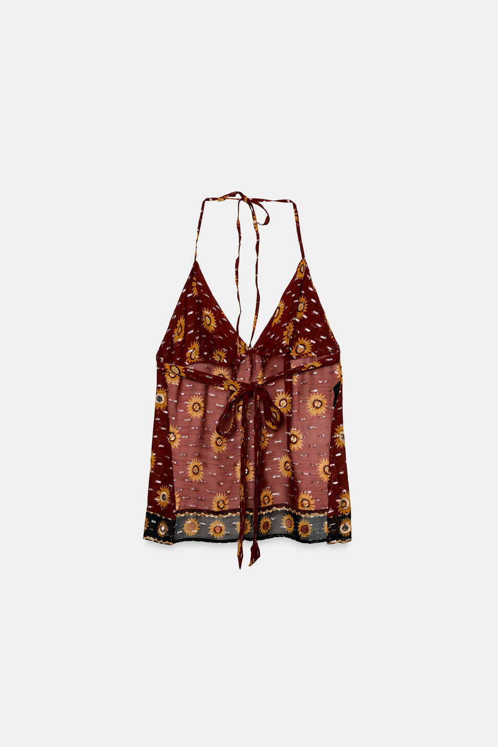 TOP HALTER GEORGETTE ESTAMPADO ABALORIOS / Granate - Zara фото 8