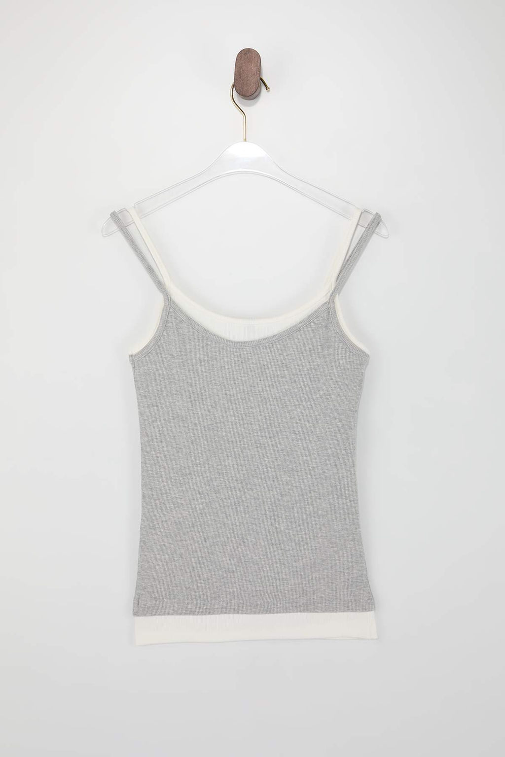 Wardrobe Essentials-Gri Melanj Renk Bloklu Fitted/Vucuda Oturan Esnek Orme Atlet TWOSS26AL00008 - Trendyolmilla фото 2