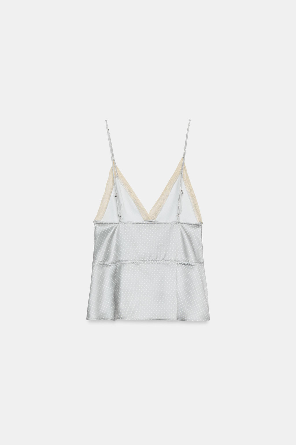 TOP SATINADO ENCAJE / Blanco / Gris - Zara фото 3