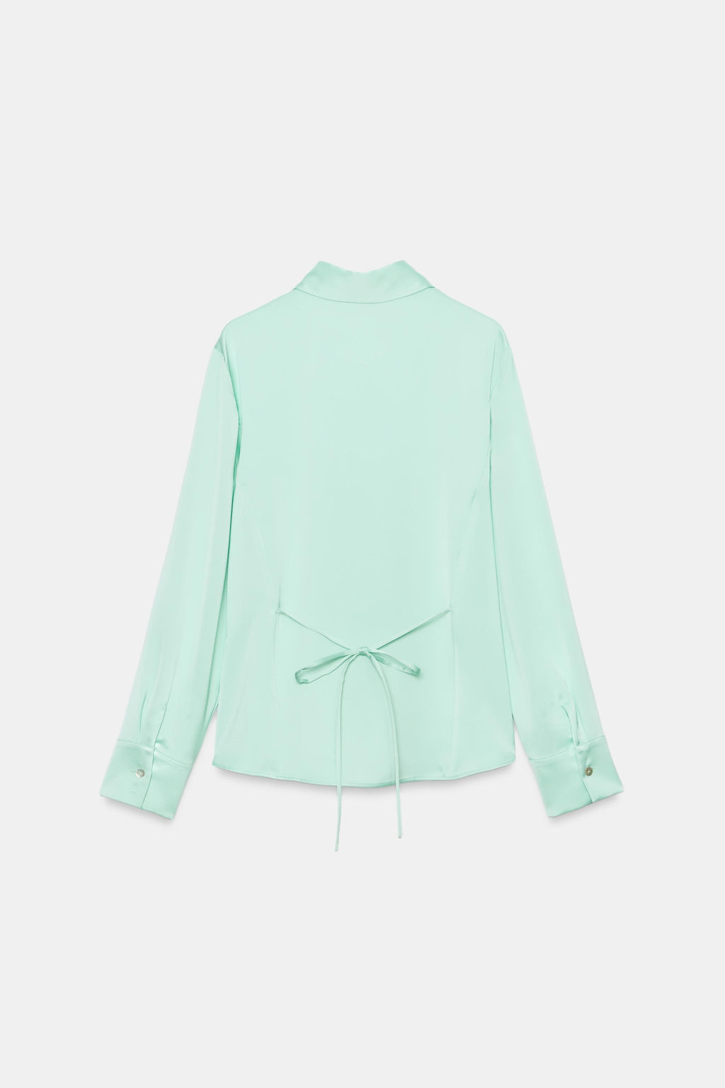 CAMISA SATINADA LAZO ESPALDA / Menta - Zara фото 4