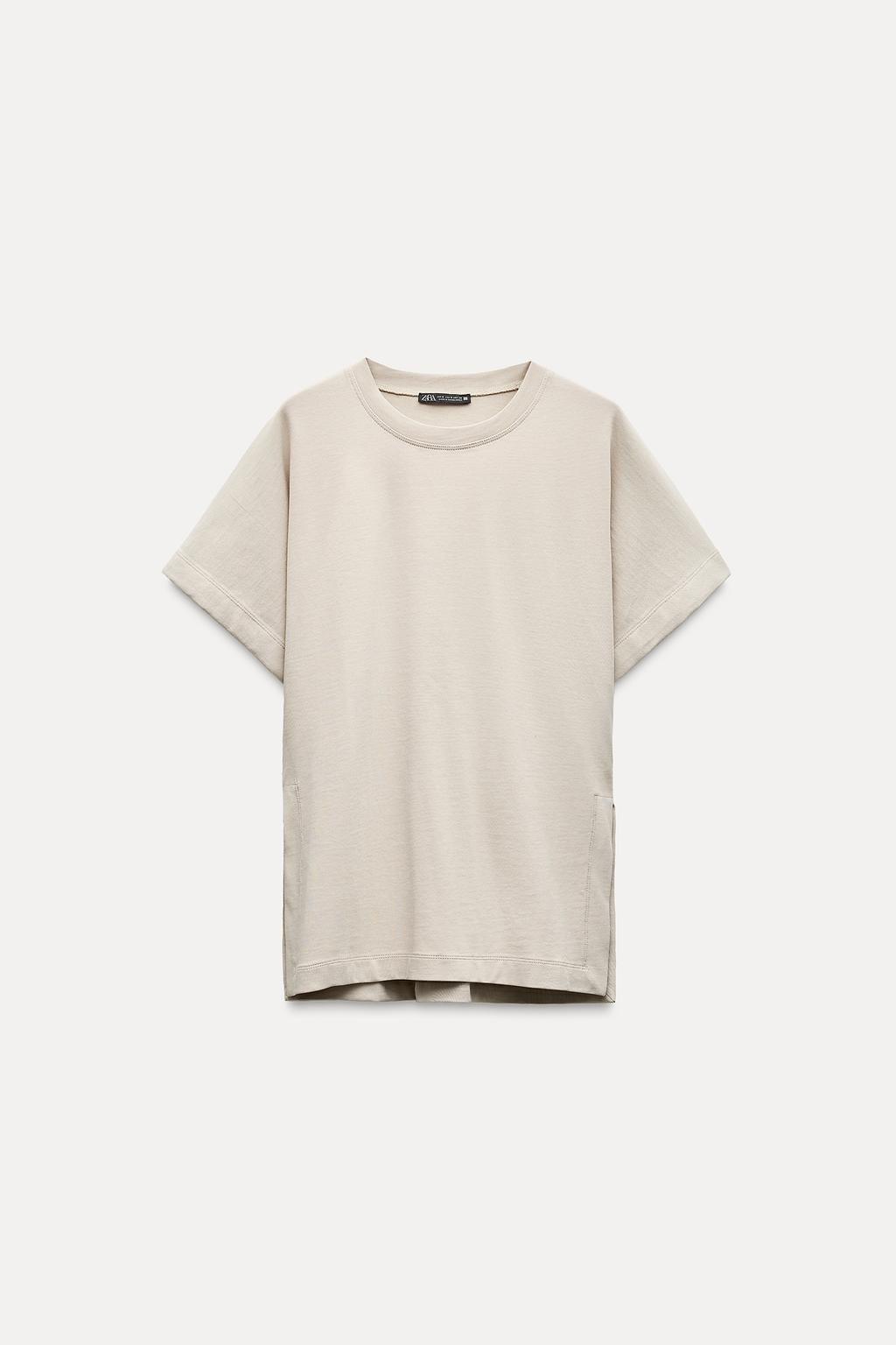 HEAVY COTTON T-SHIRT WITH VENTS - Zara фото 2