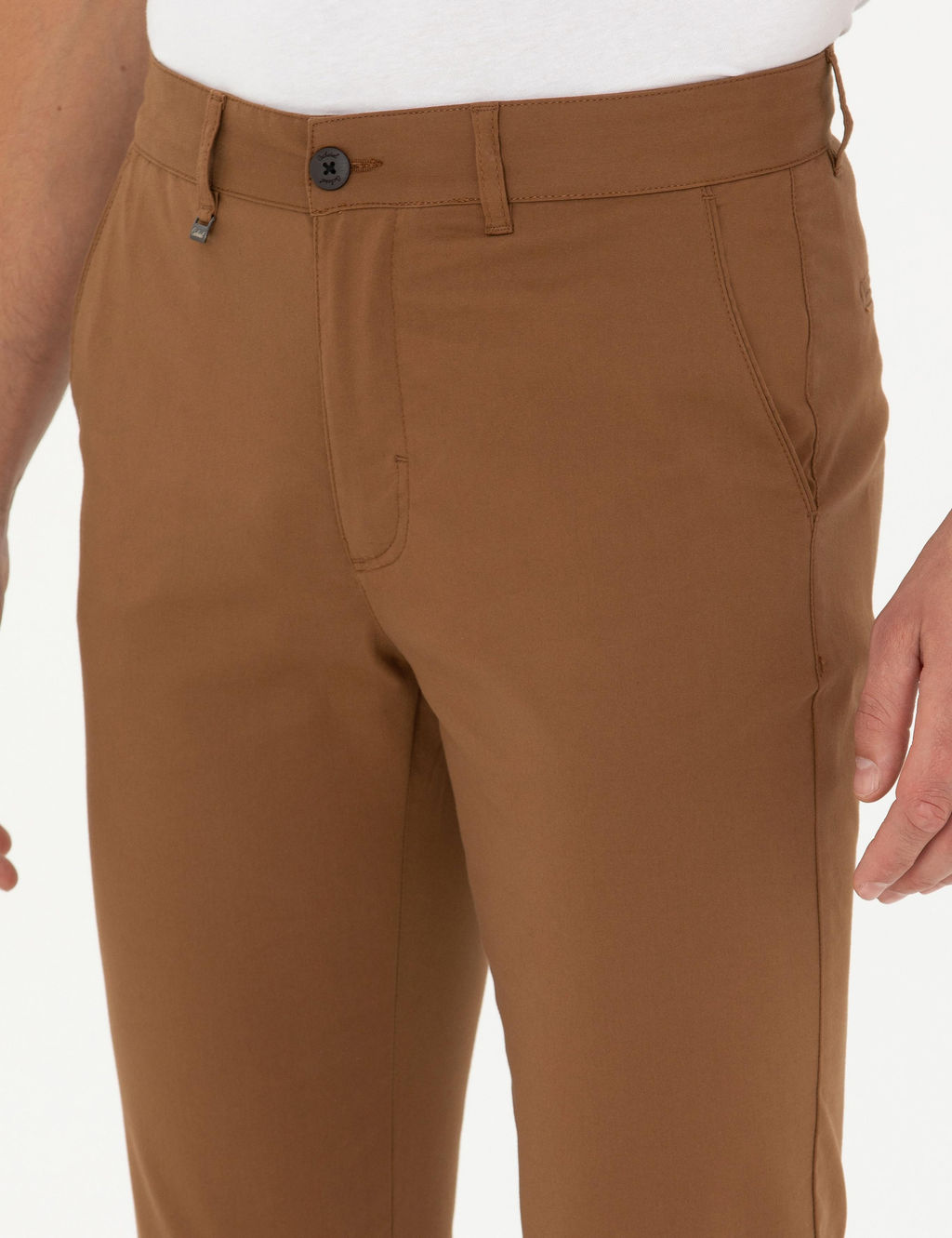 Коричневые брюки из плотной ткани морковного кроя - Cacharel фото 6