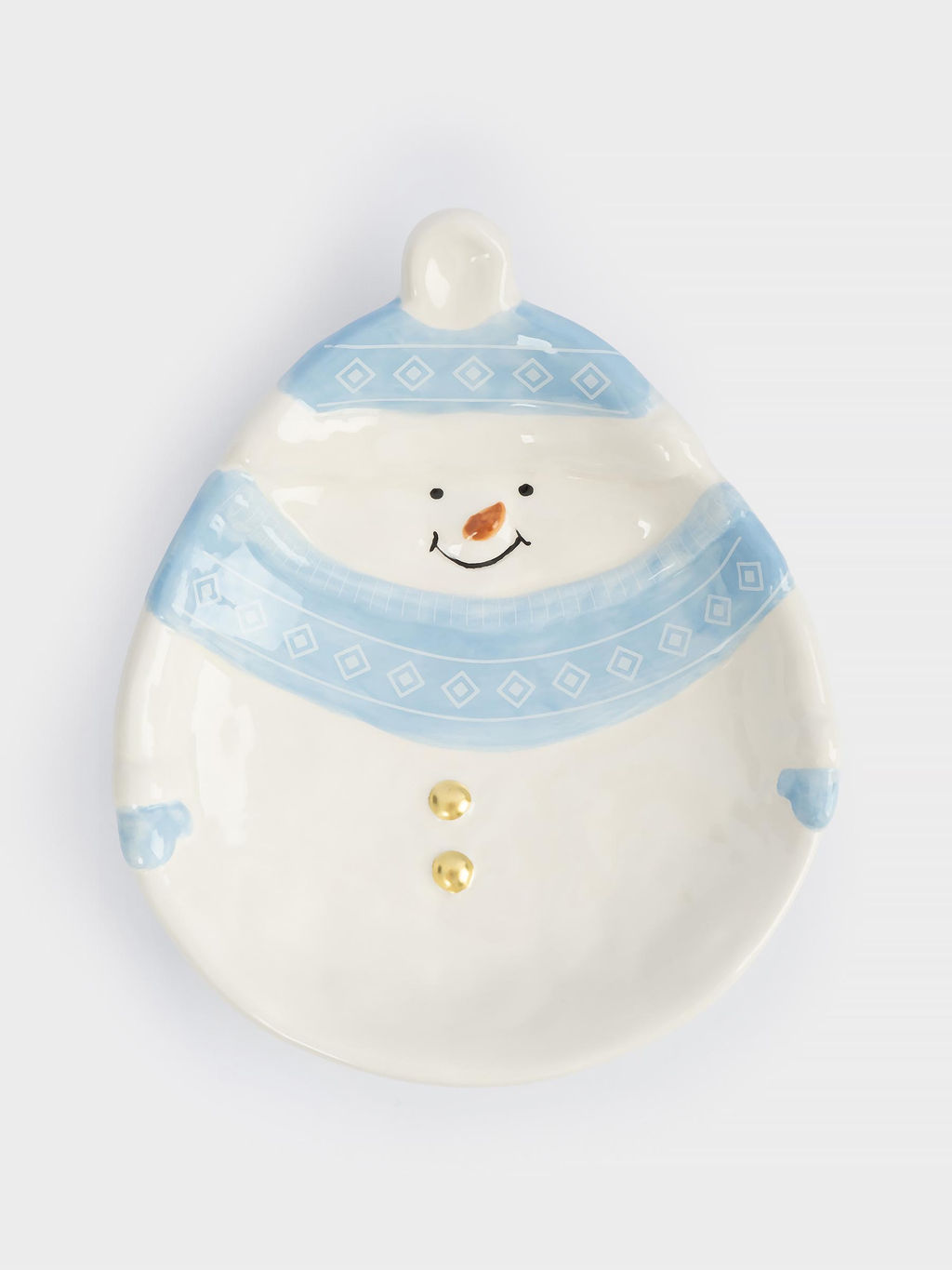 Блюдо, 18x22x4 см, керамика, бело-голубое, Снеговик в шапке и шарфе, Snowman - Anna lafarg фото 2