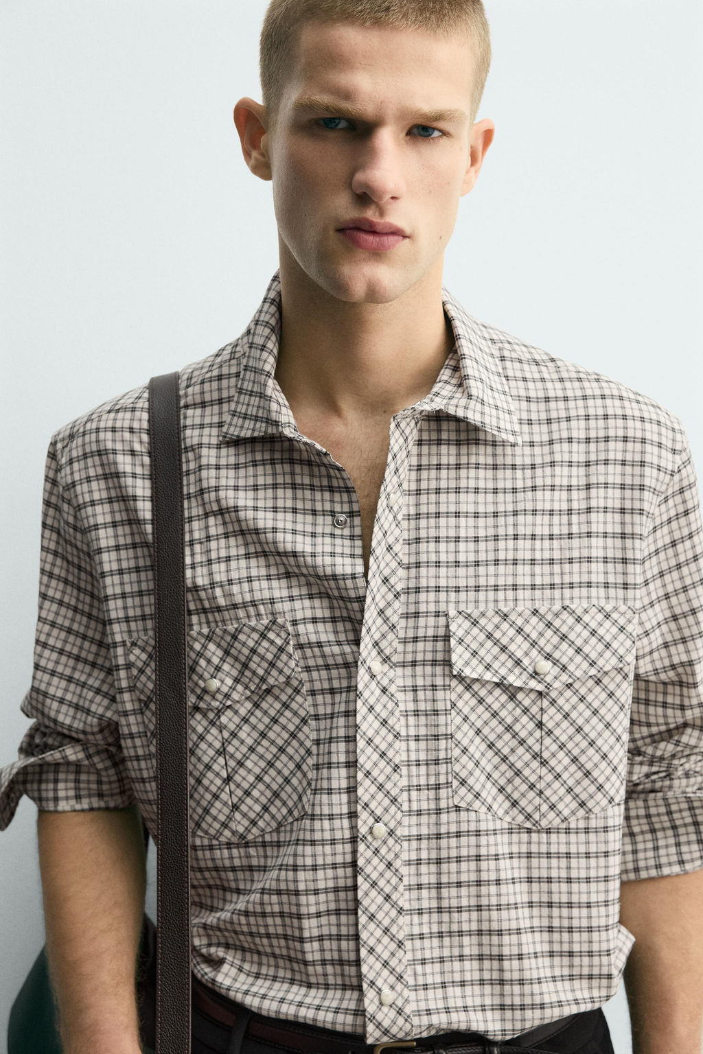 CAMISA RELAXED FIT CUADROS / Crudo / Negro - Zara фото 5