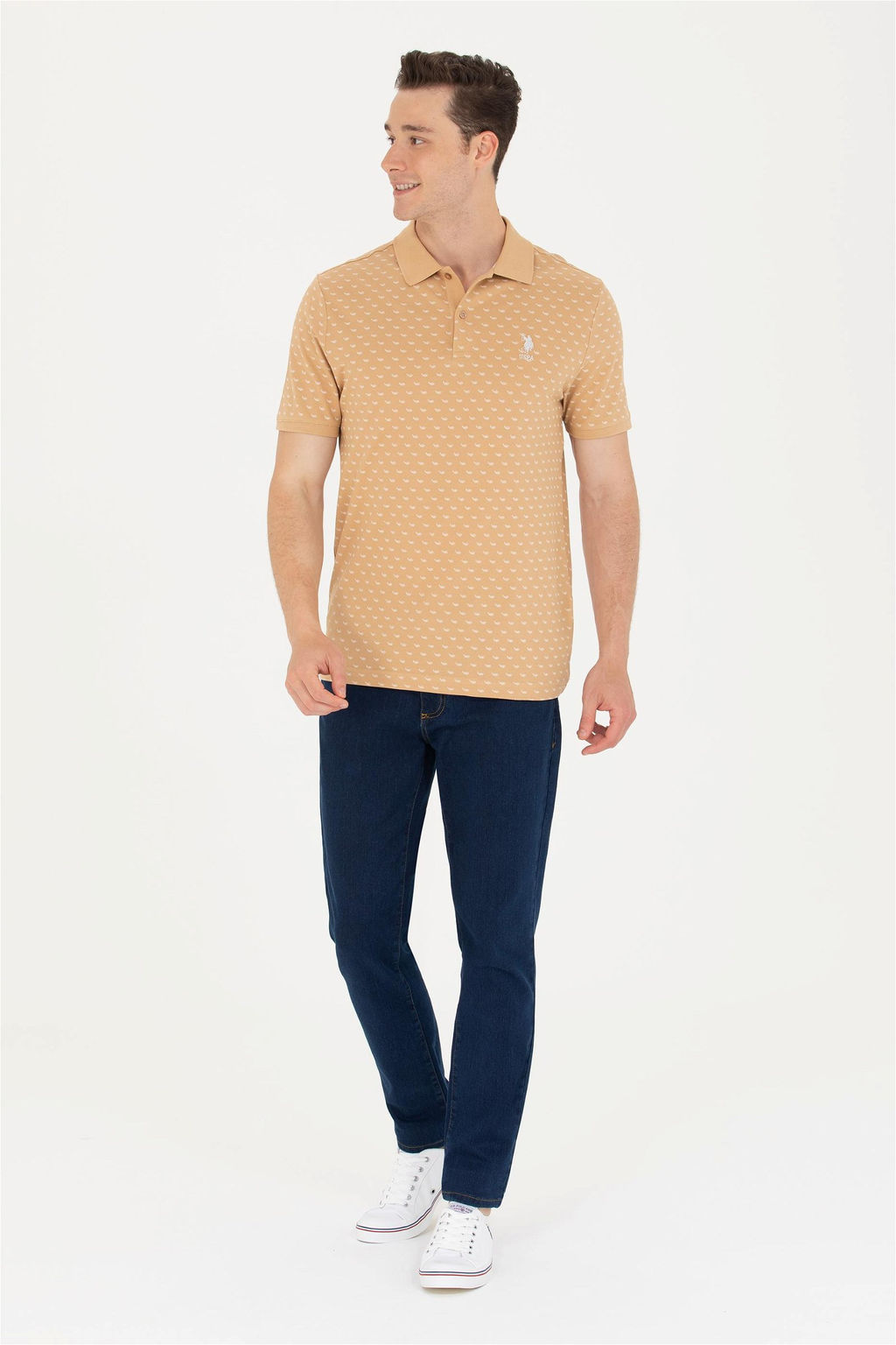 U. S. Polo Assn Мужская футболка светло-коричневого цвета с воротником-поло - U.s. polo assn фото 11