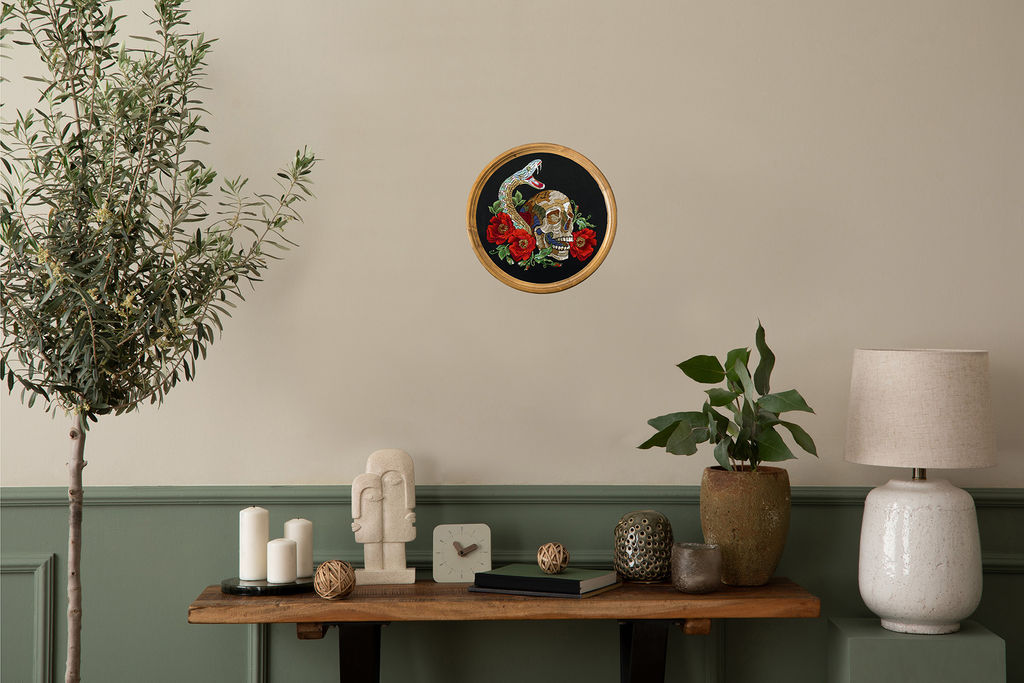 Набор для вышивания PANNA Живая картина JK-2334 Череп со змеей 18 х 18.5 см