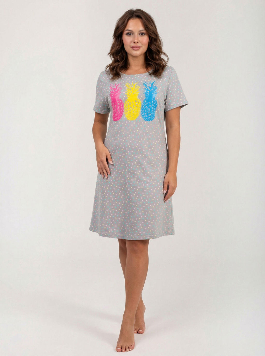 Туника женская кулирка "ДЖУС" КРУПНЫЙ ГОРОХ