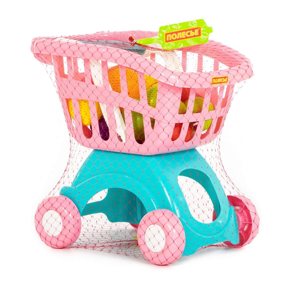 Тележка для маркета Мини + набор продуктов №15 (12 элементов) (в сеточке) - Полесье фото 5