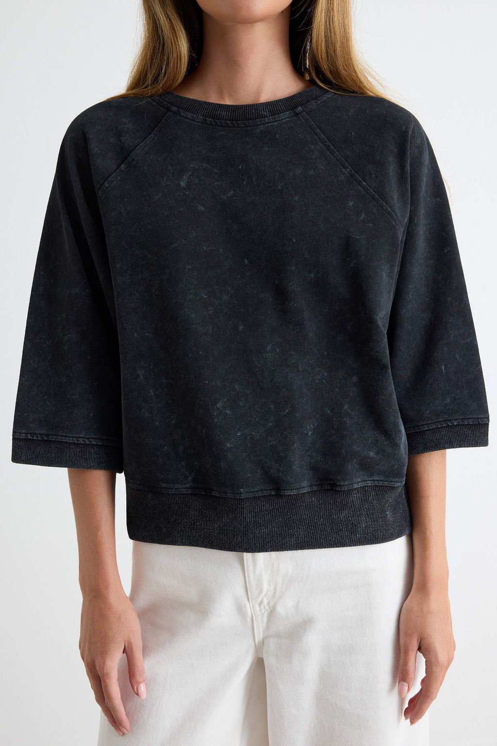 Antrasit Y_kamal_ _nce Reglan Truvakar Kol Bisiklet Yaka Regular _nce _rme Sweatshirt TWOAW27SW00006 - Trendyolmilla фото 3