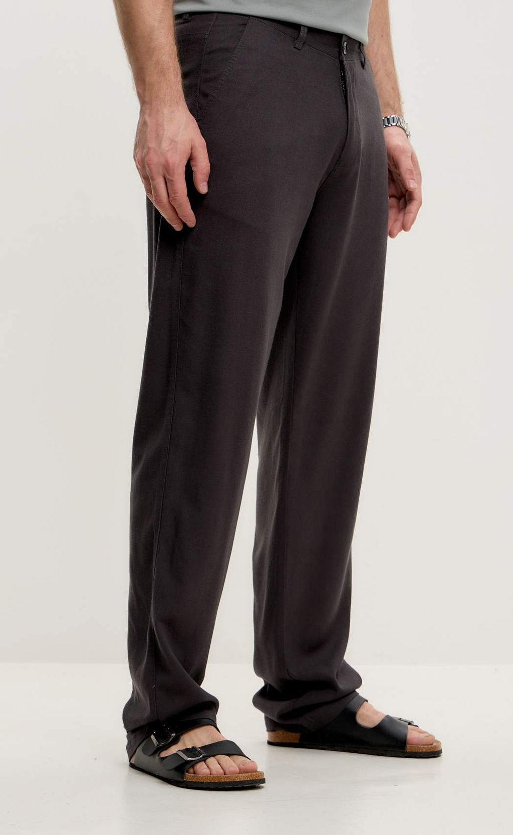 Брюки лен F511-0851 d.grey