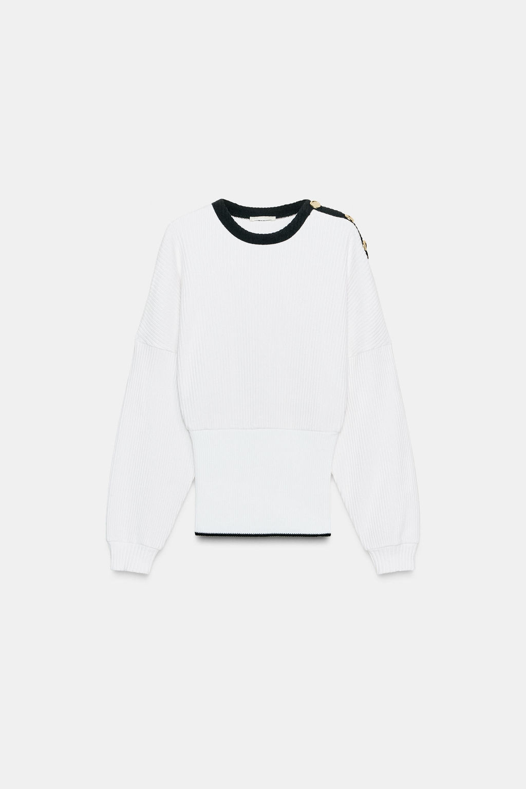 RIBBED T-SHIRT WITH BUTTONS - Zara фото 7