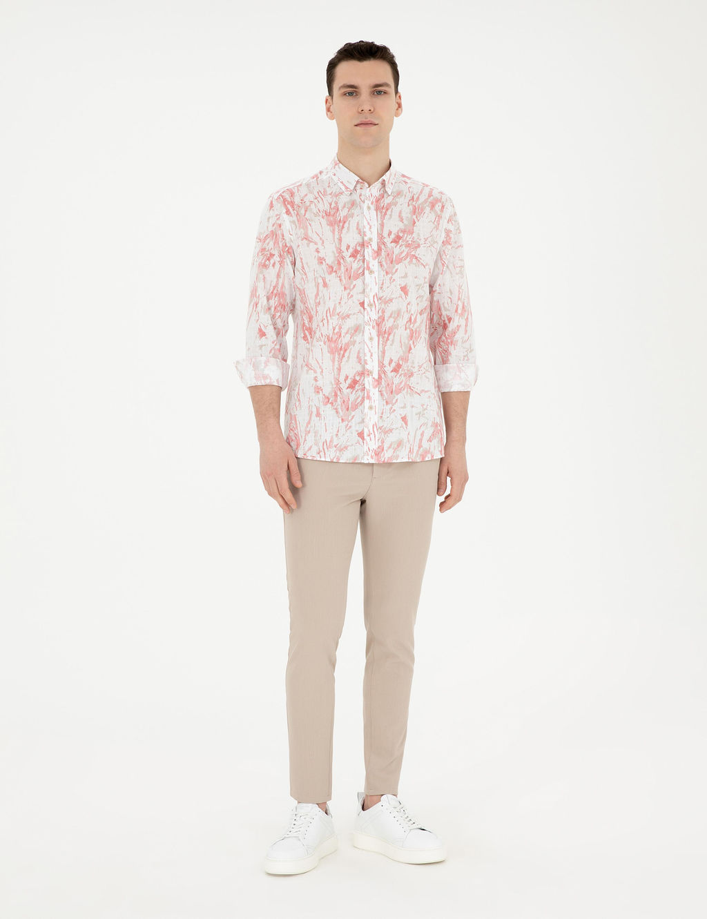 Рубашка Pierre Cardin Regular Fit с длинным рукавом розовая