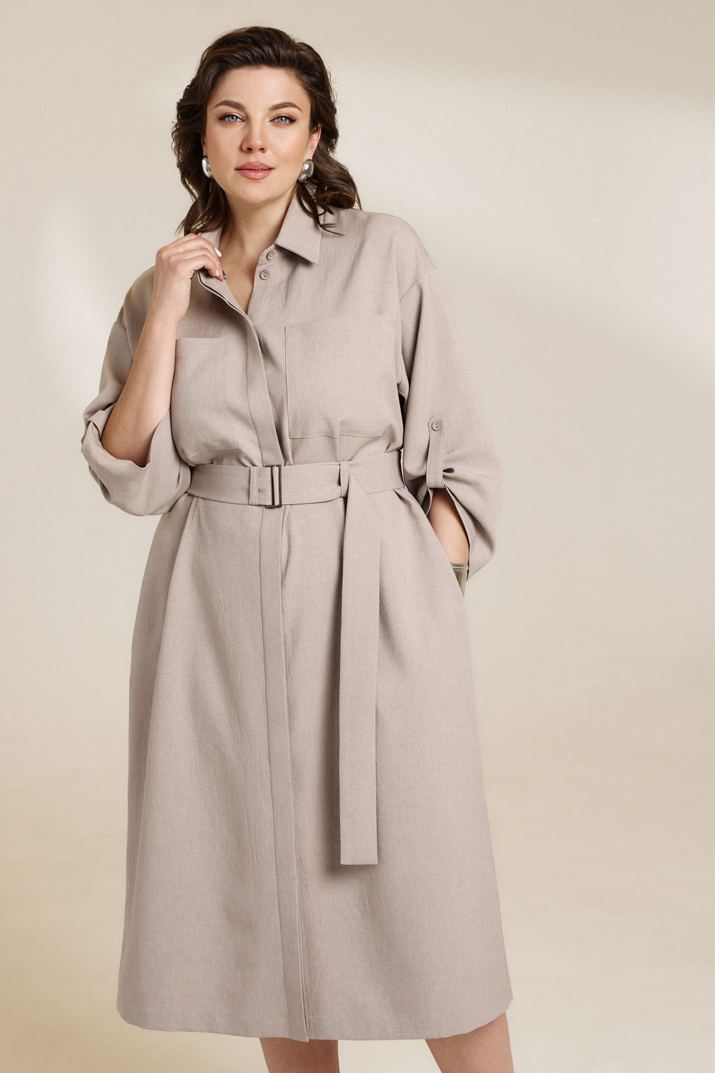 Платье 0857 бежевый - Diliafashion фото 3