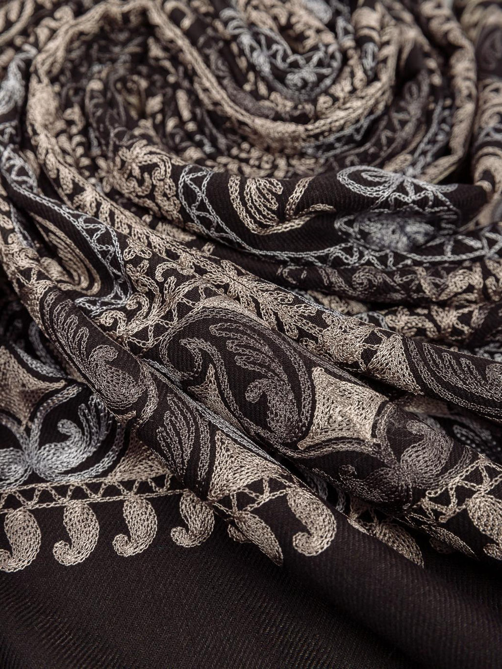 Палантин с вышивкой /шерсть/в ассорт № Тк850/27 - Ганг фото 3