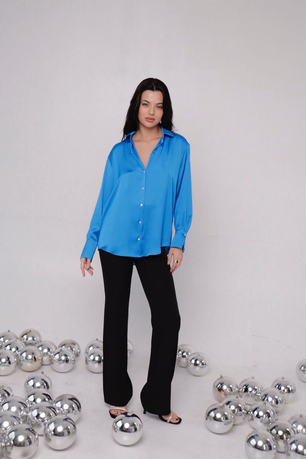 Рубашка шёлковая голубая - Martichelli фото 3