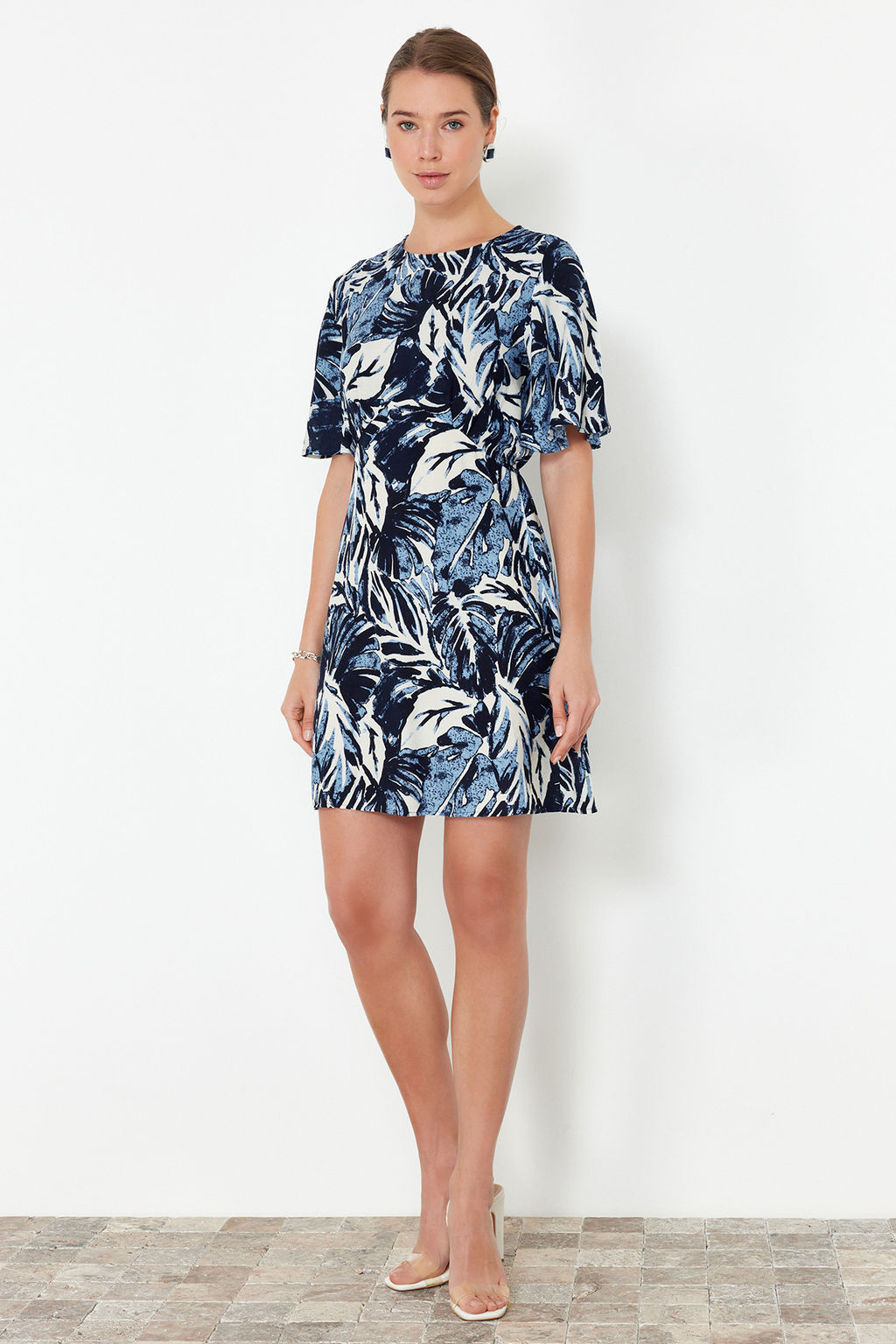 TRENDYOLMILLA Pembe Cicekli A Kesim Viskon Mini Dokuma Elbise TWOSS24EL00632  фото 11