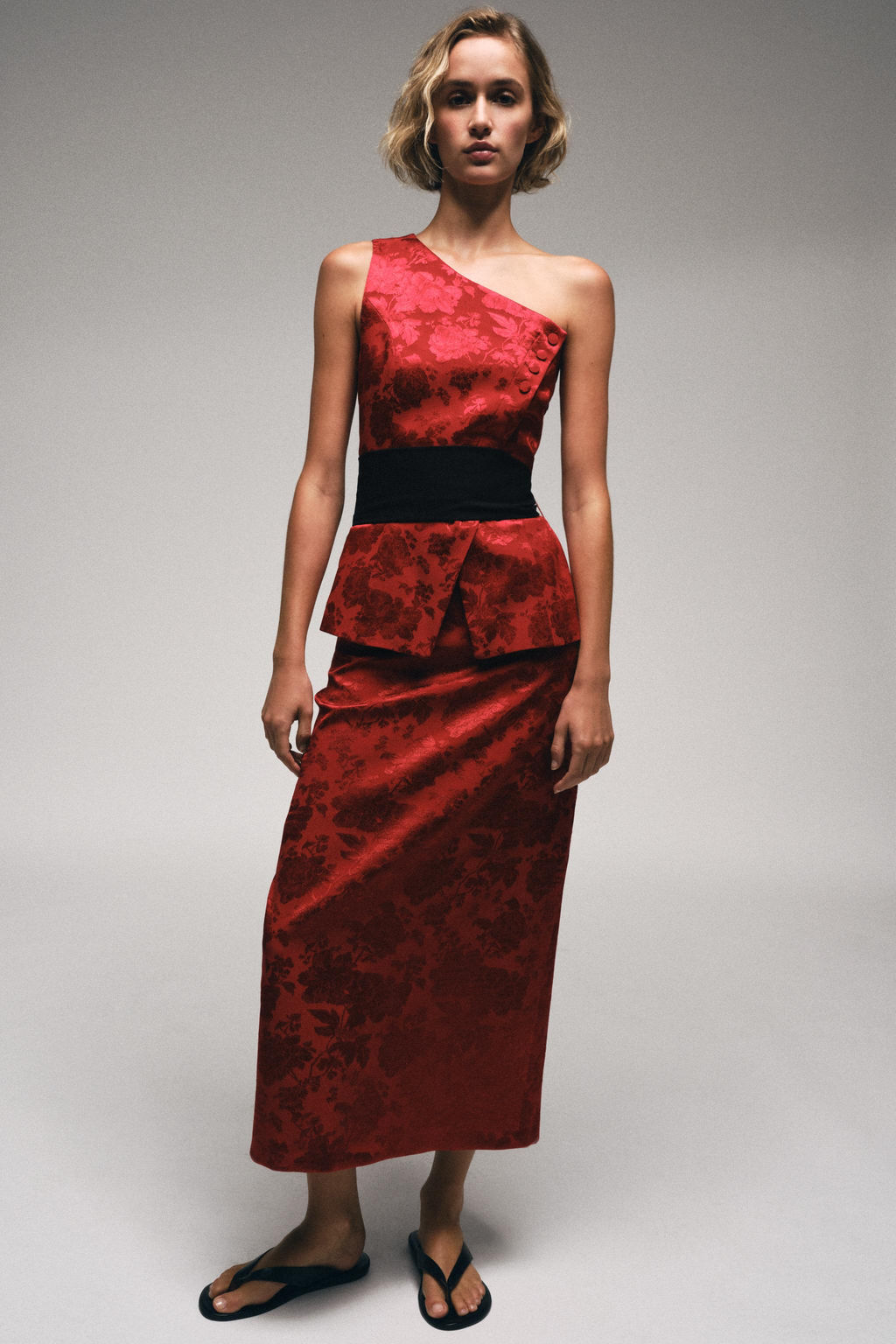 TOP ASIM?TRICO JACQUARD CINTUR?N / Burdeos