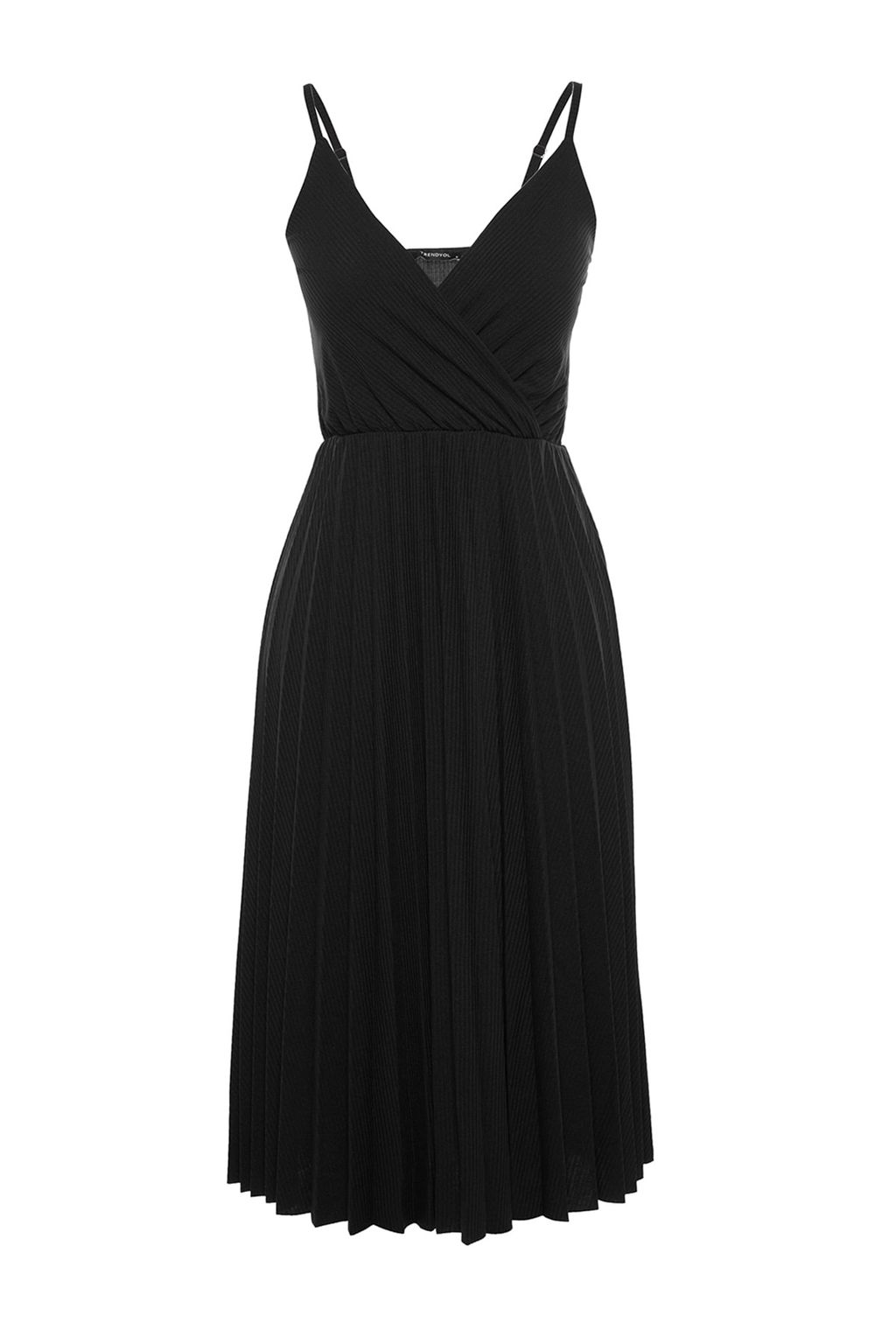 TRENDYOLMILLA Siyah Belden Ac?lanMidi Kruvaze Piliseli Ayarlanabilir Ask?l? Esnek Orme Elbise TWOSS20EL2729  фото 43