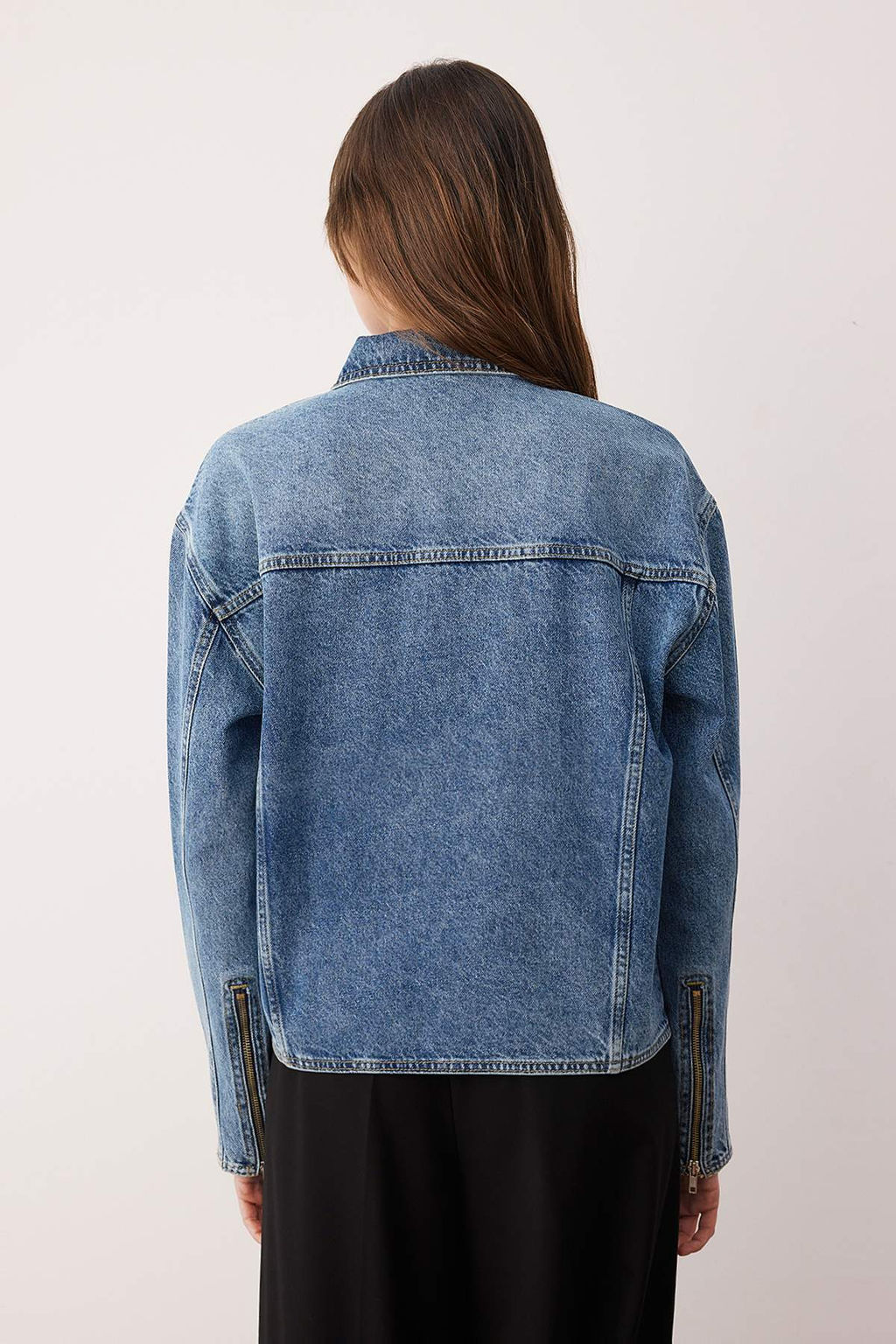 Mavi Fermuarl? Cep Detayl? Oversize Denim Ceket TWOAW26CE00022 - Trendyolmilla фото 4