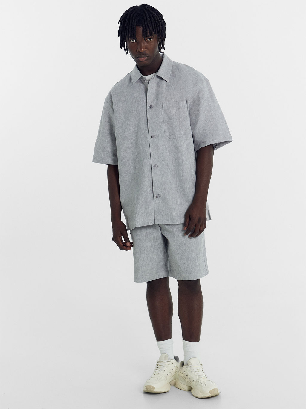 Рубашка мужская серая с коротким рукавом двухцветный серый 111887 - Mark formelle фото 3