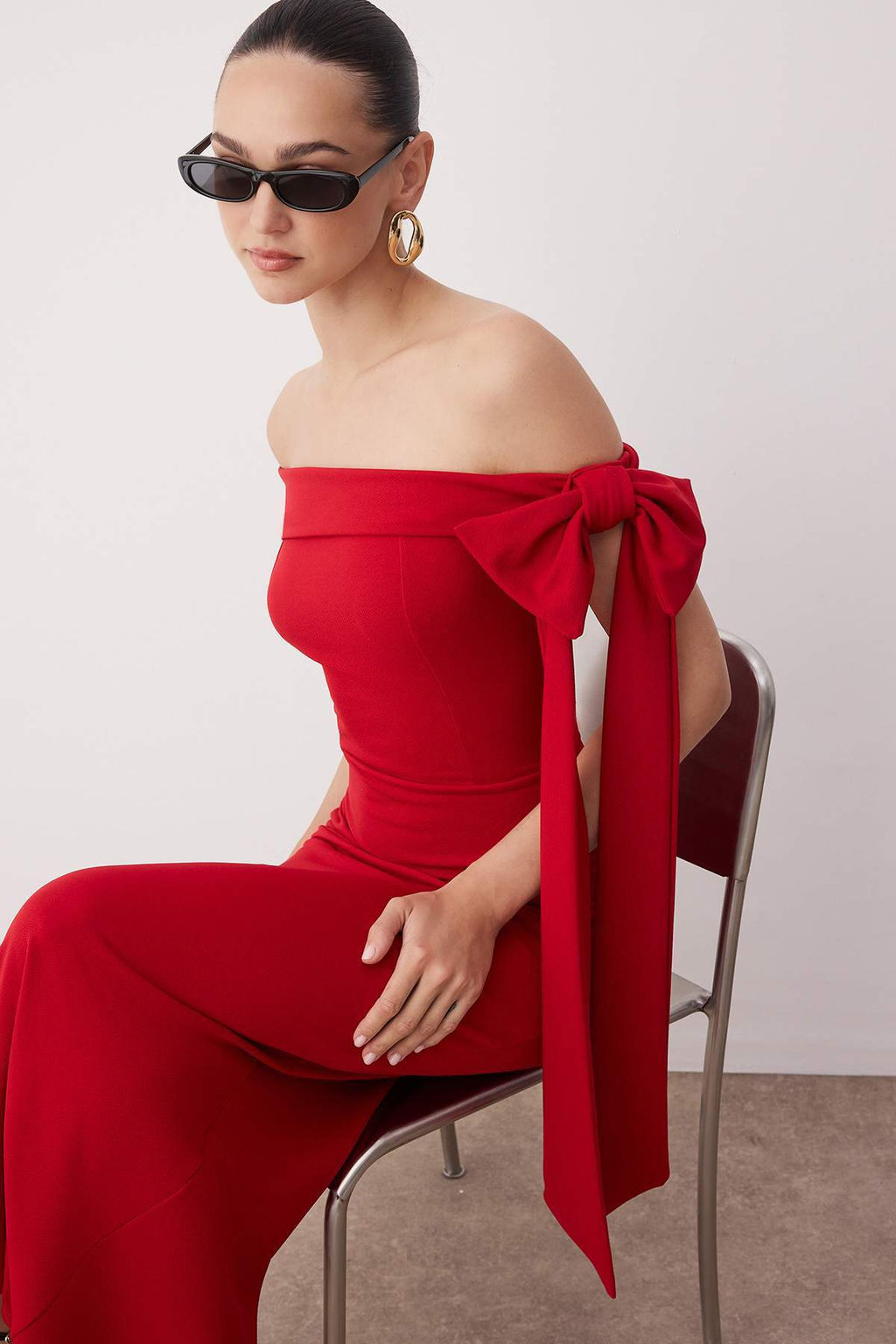 K?rm?z? Fiyonk Detayl? Orme S?k Abiye Gece Mezuniyet Elbisesi TPRSS25EL00293