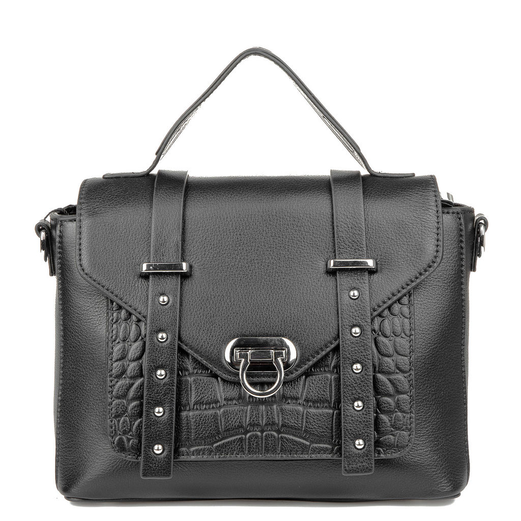 0824H black, Женская кожаная сумка, Barcelo Biagi