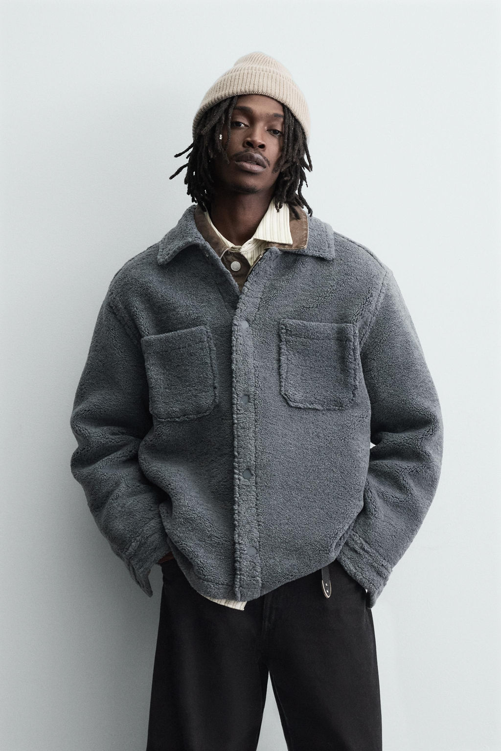 FAUX SHEARLING OVERSHIRT WITH POCKETS - Zara фото 2