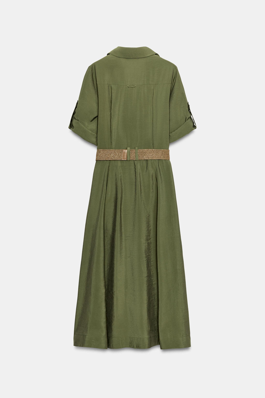 VESTIDO MIDI CAMISERO CINTUR?N / Khaki - Zara фото 9