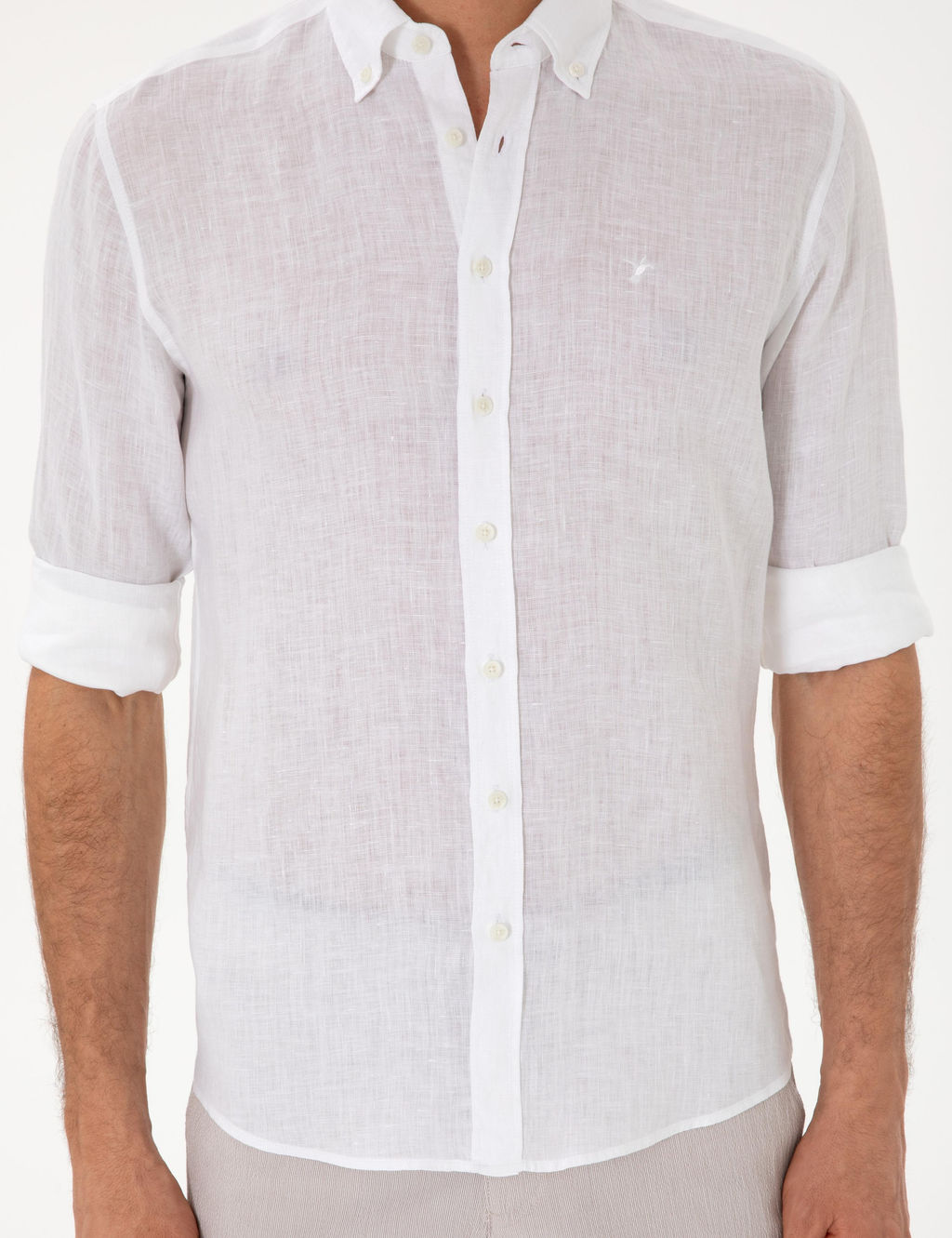 Beyaz Regular Fit %100 Keten G_mlek
