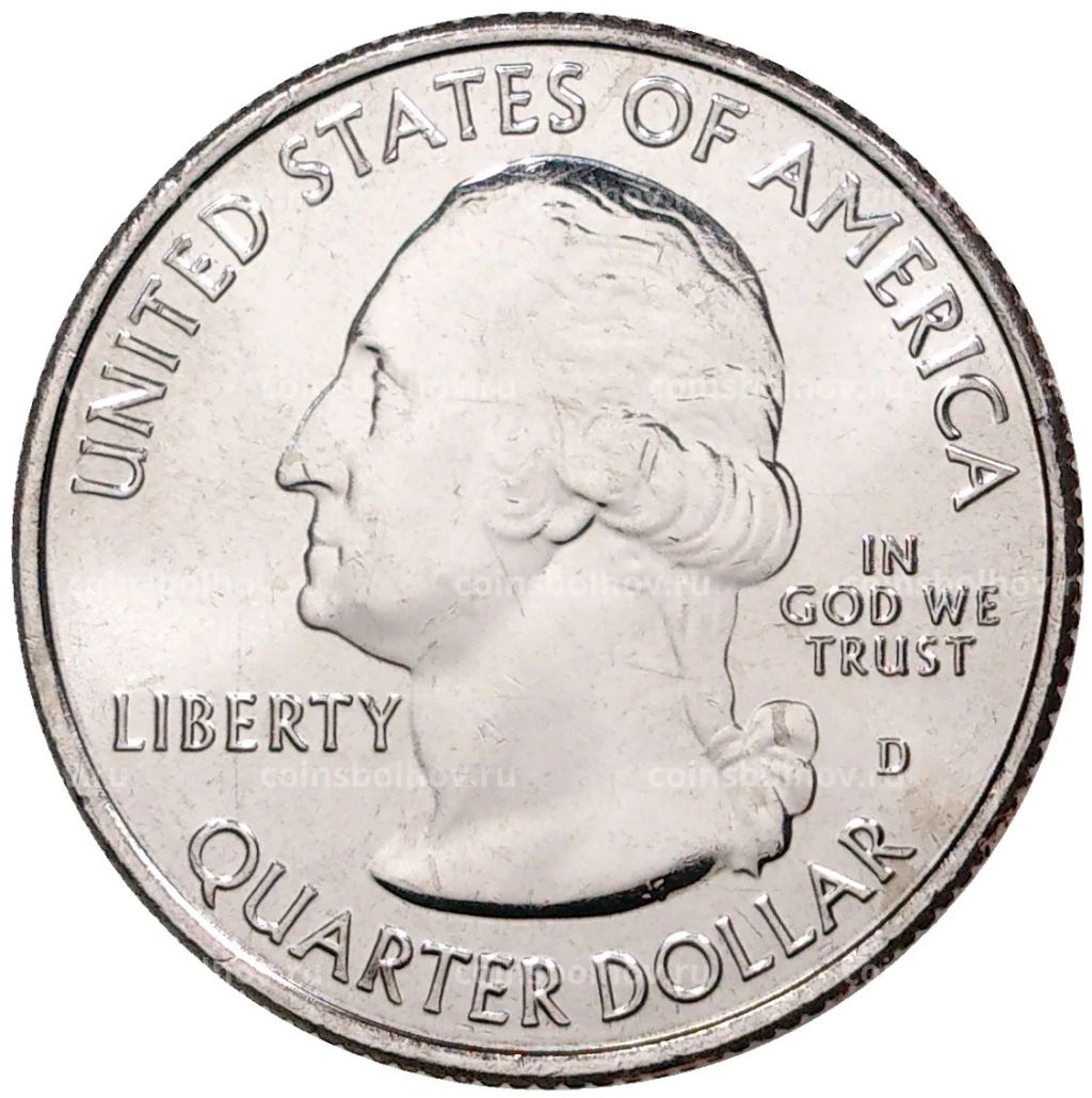 25 центов (1/4 доллара) 2021 года D США Национальные парки №56 Национальное историческое место Пилоты из Таскиги