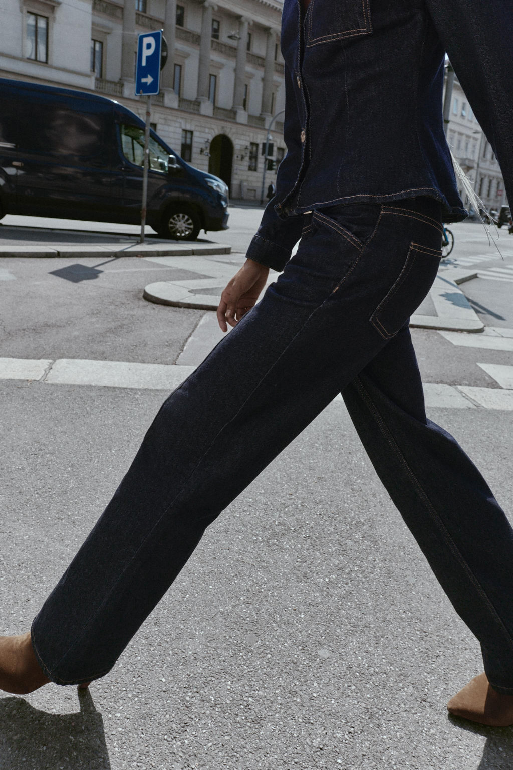 Z1975 STRAIGHT SLIM MID-WAIST BELTED JEANS - Zara фото 5